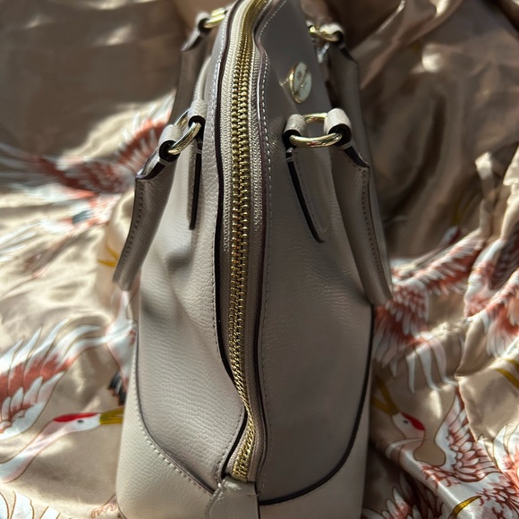 Coach Cora Domed Satchel Purse Leather Tote F34491 Grey Birch Chalk Bicolor - Picture 5 of 10